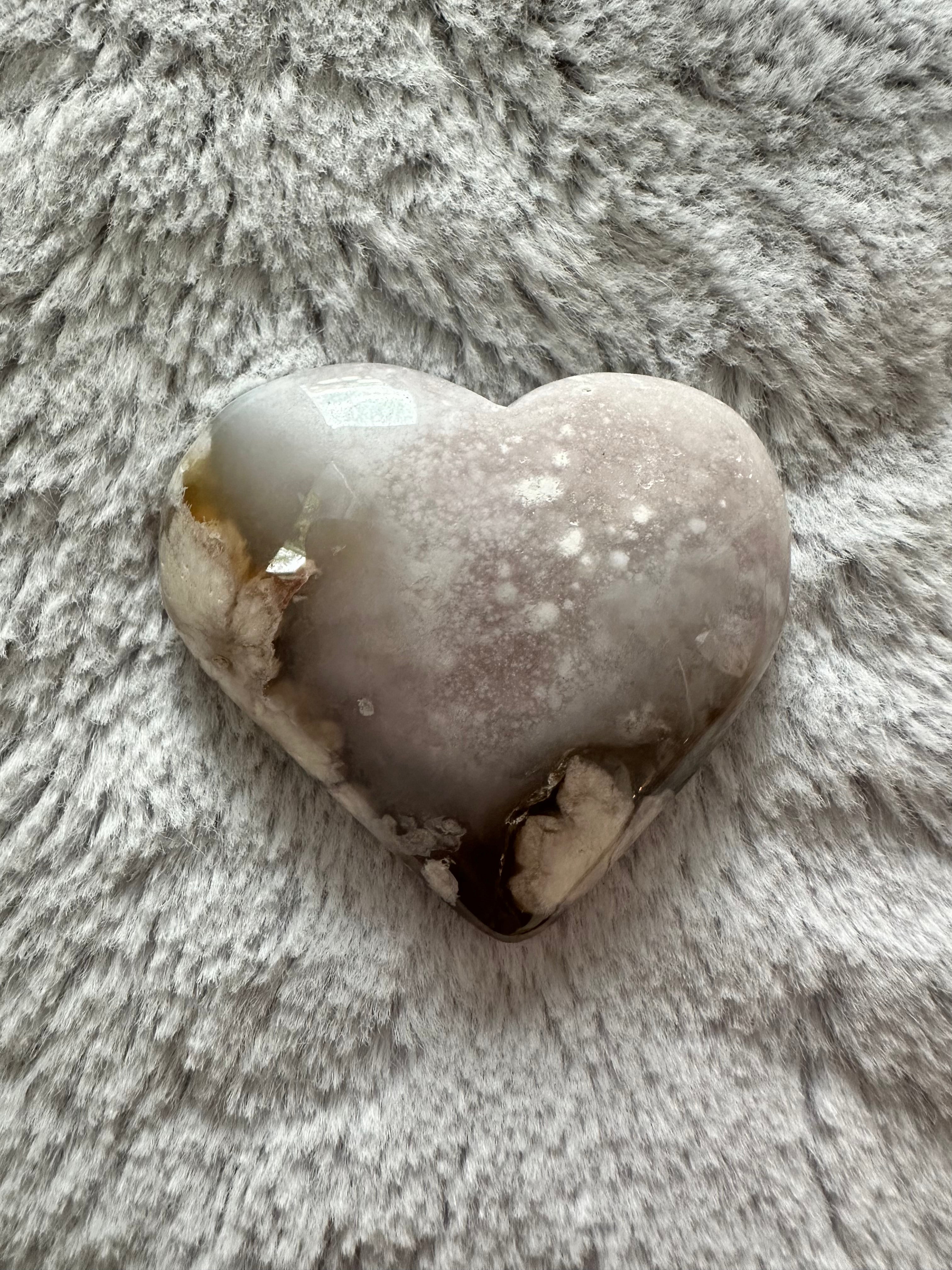 Rare Flower Agate Crystal Hearts