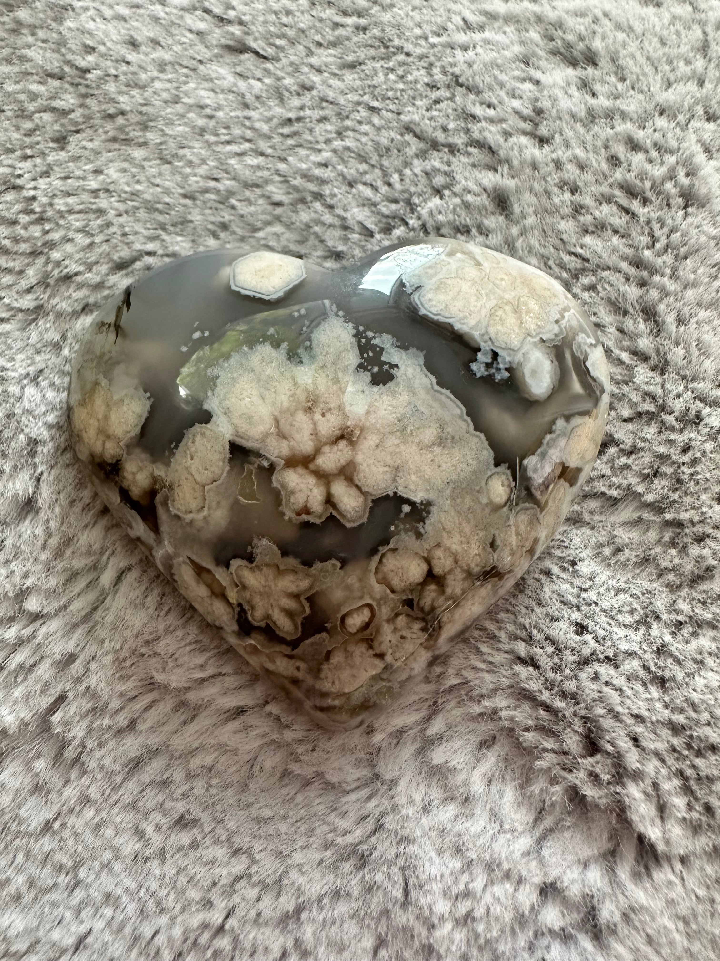 Rare Flower Agate Crystal Hearts