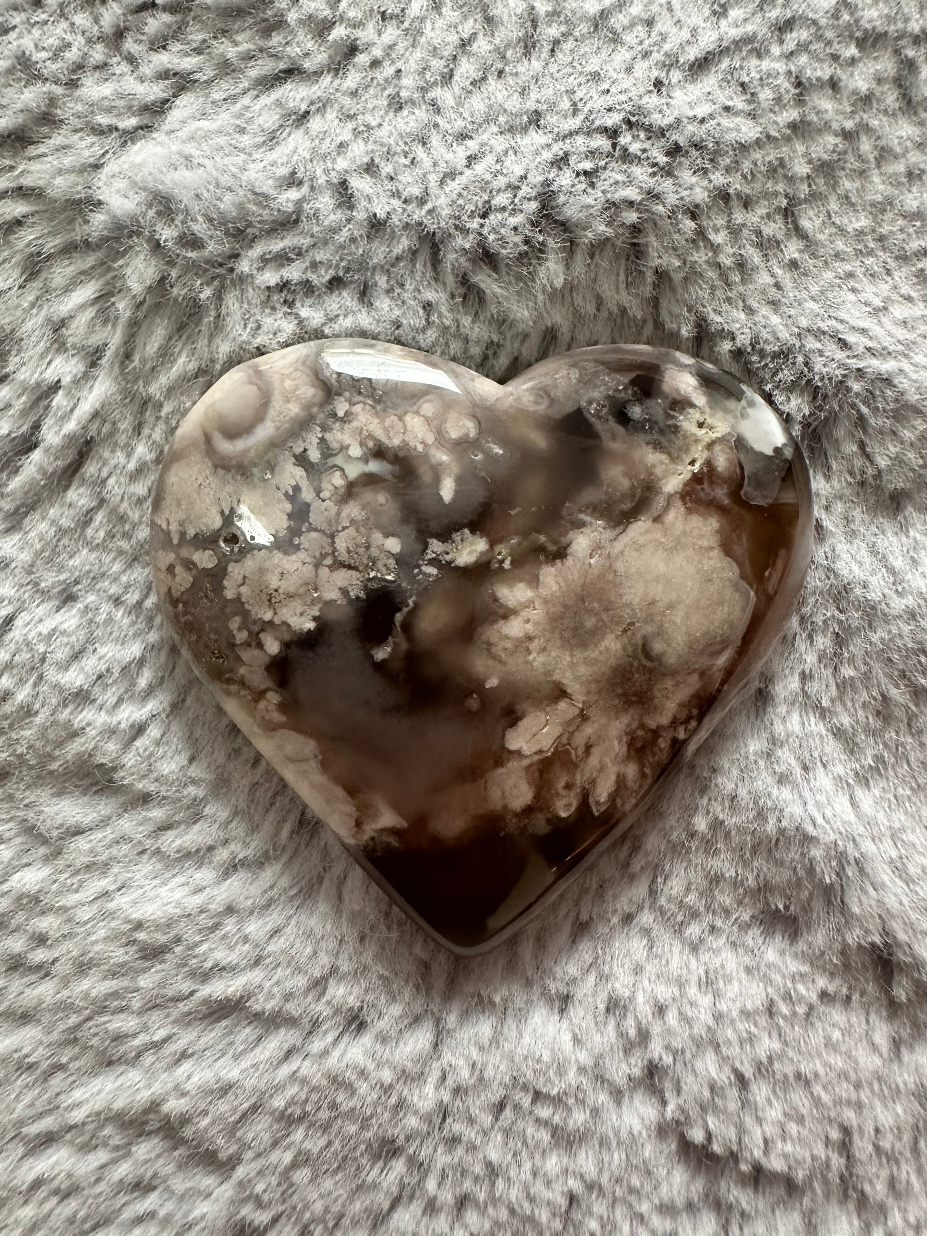 Rare Flower Agate Crystal Hearts
