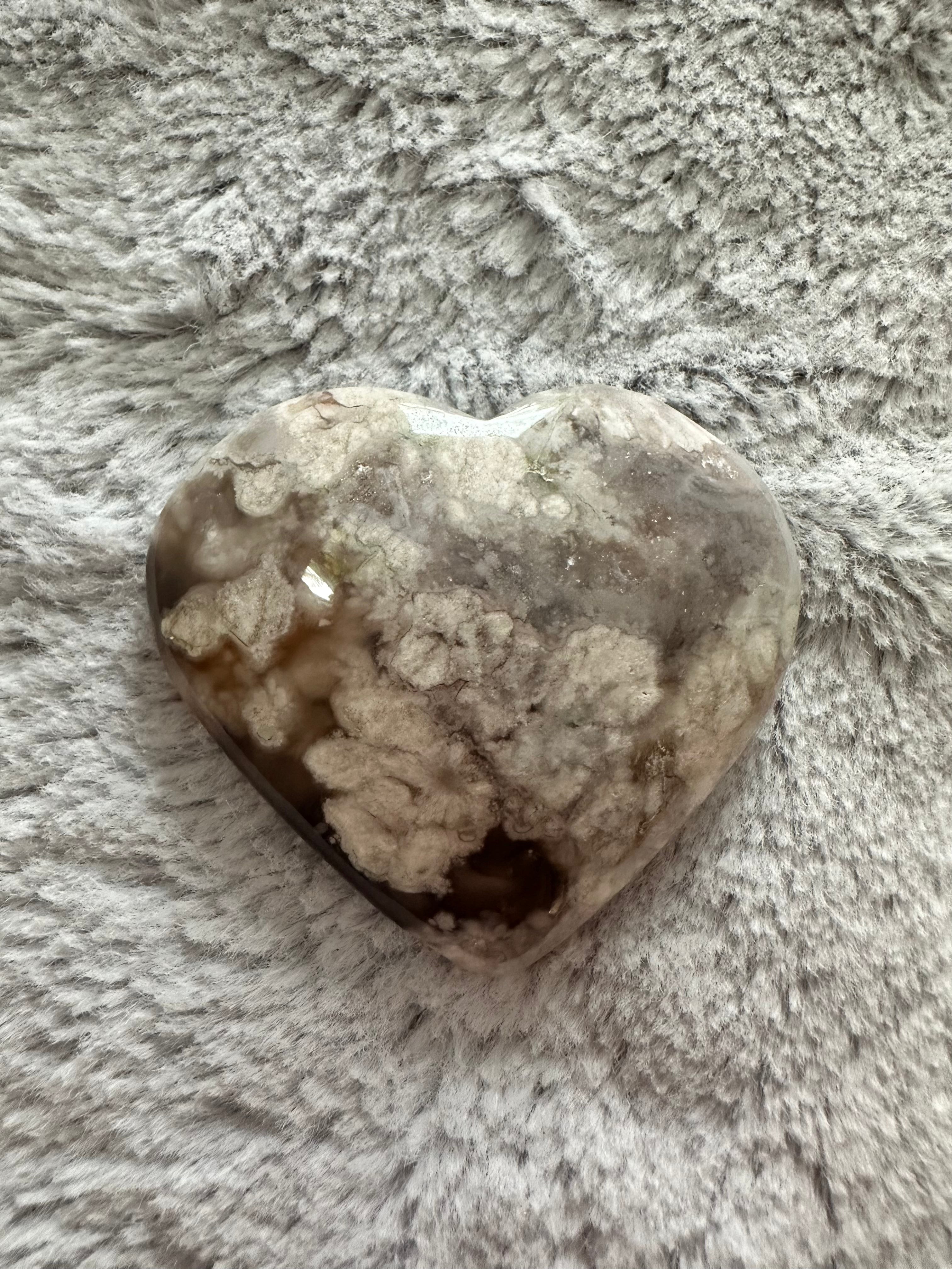 Rare Flower Agate Crystal Hearts