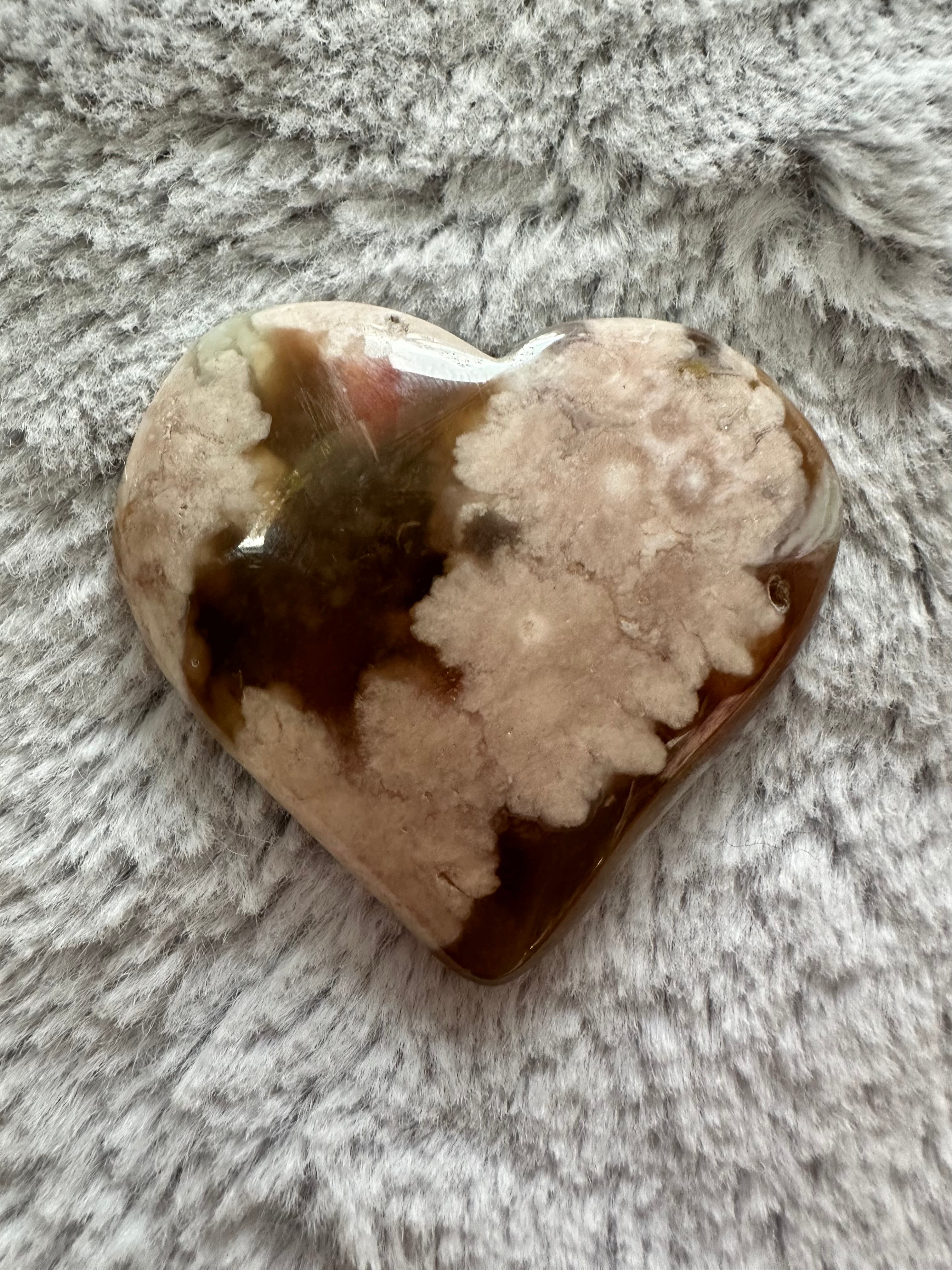 Rare Flower Agate Crystal Hearts