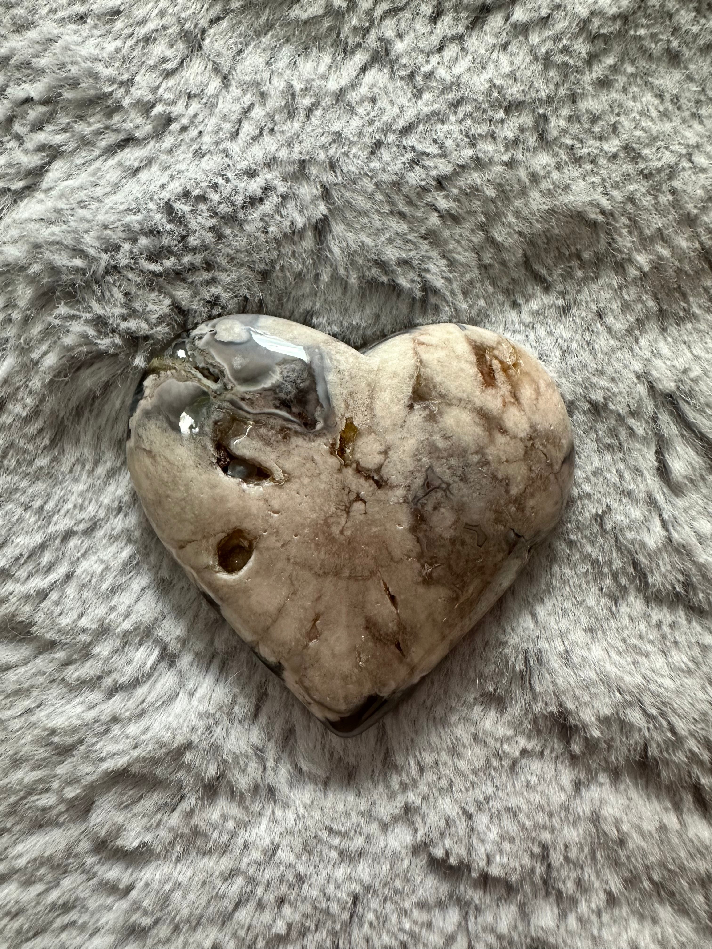 Rare Flower Agate Crystal Hearts