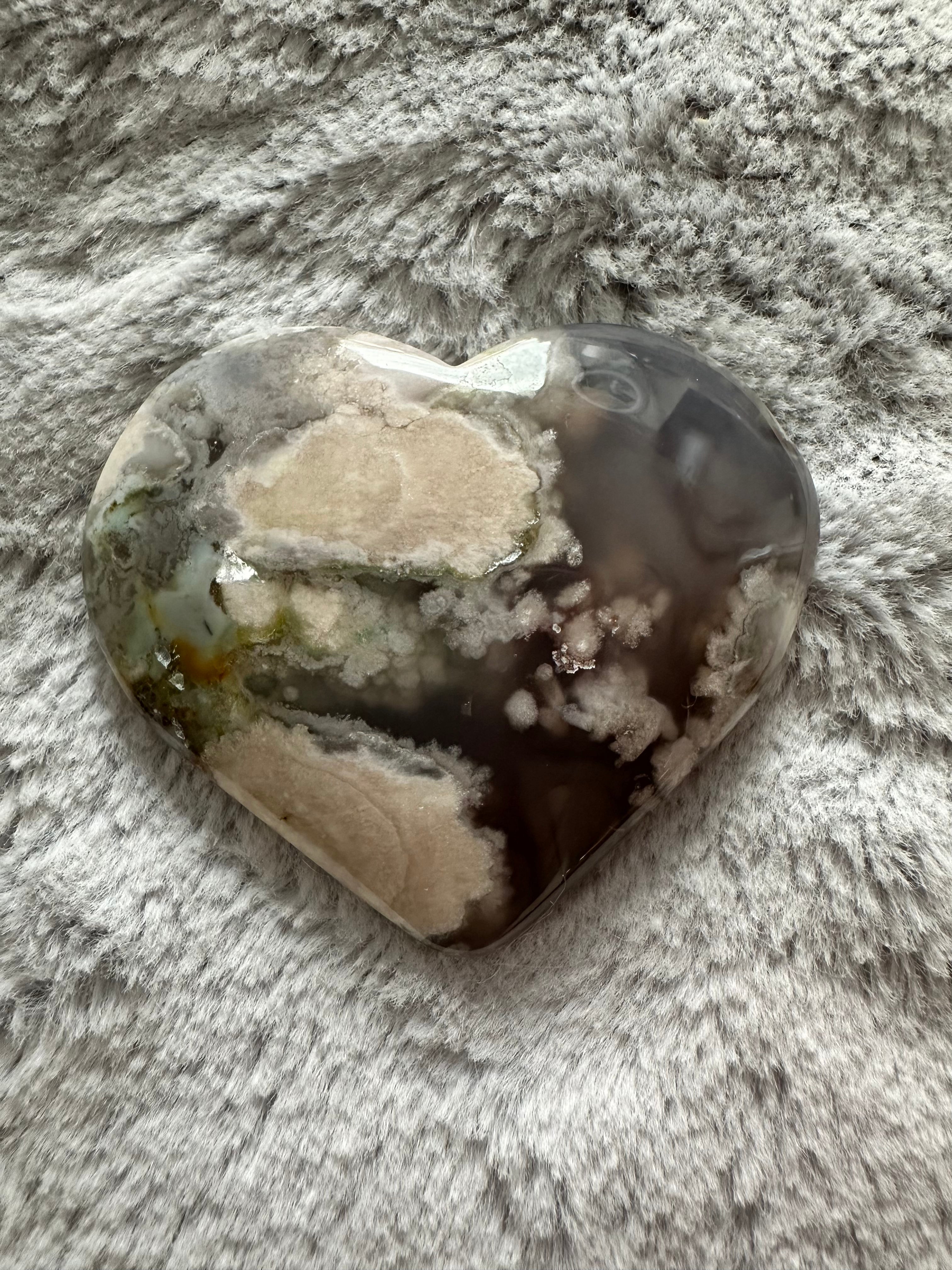 Rare Flower Agate Crystal Hearts