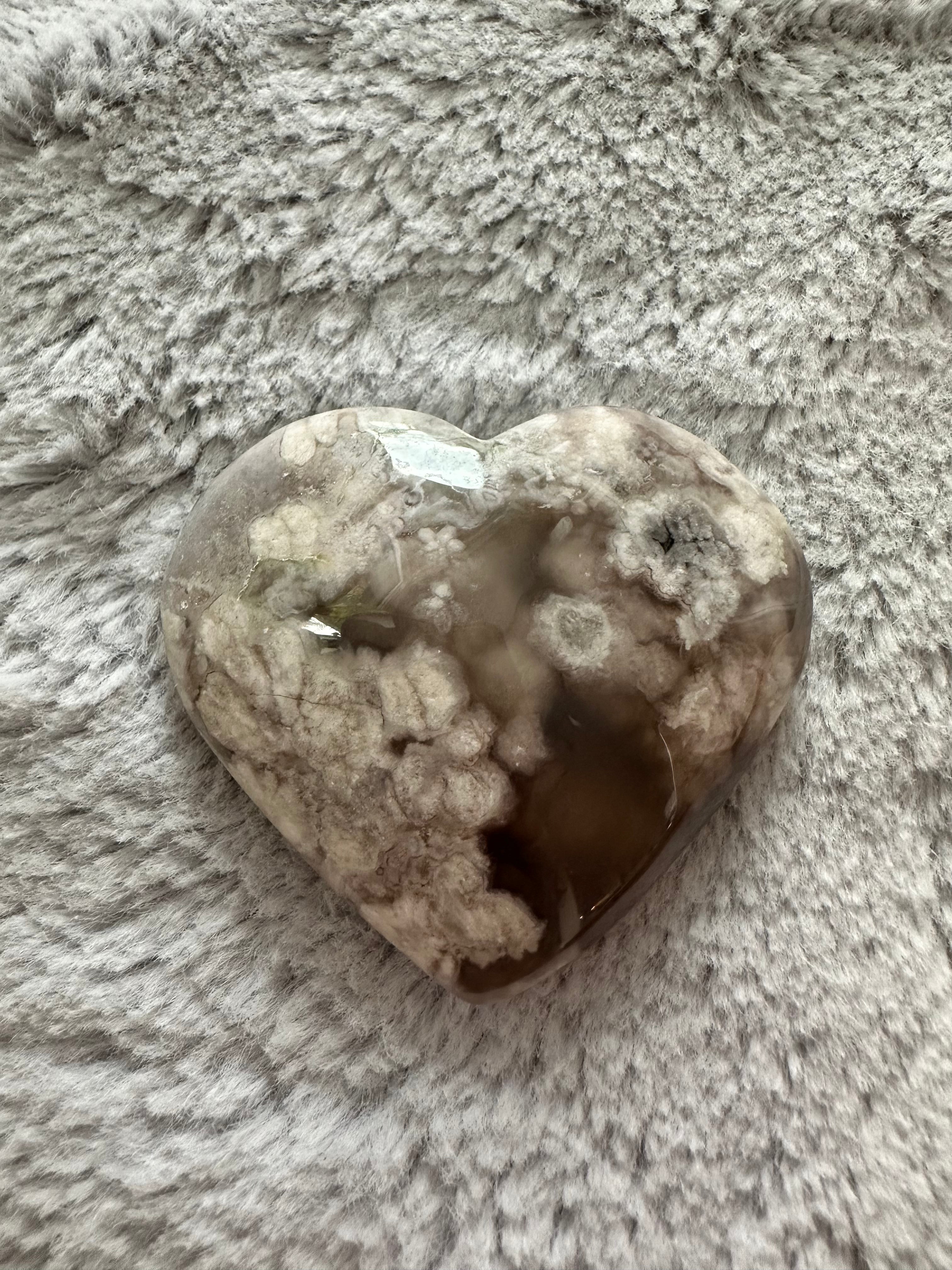 Rare Flower Agate Crystal Hearts