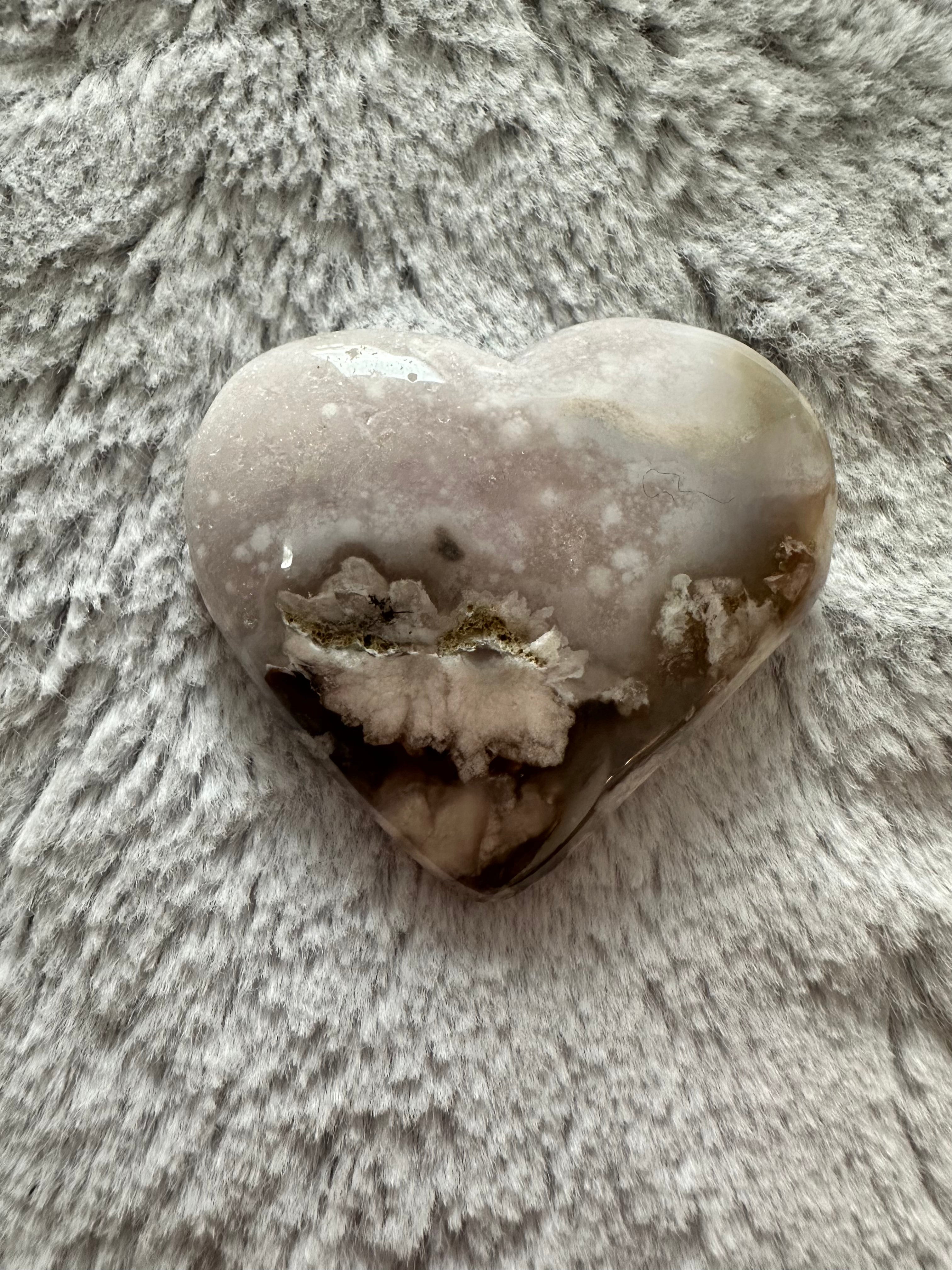 Rare Flower Agate Crystal Hearts