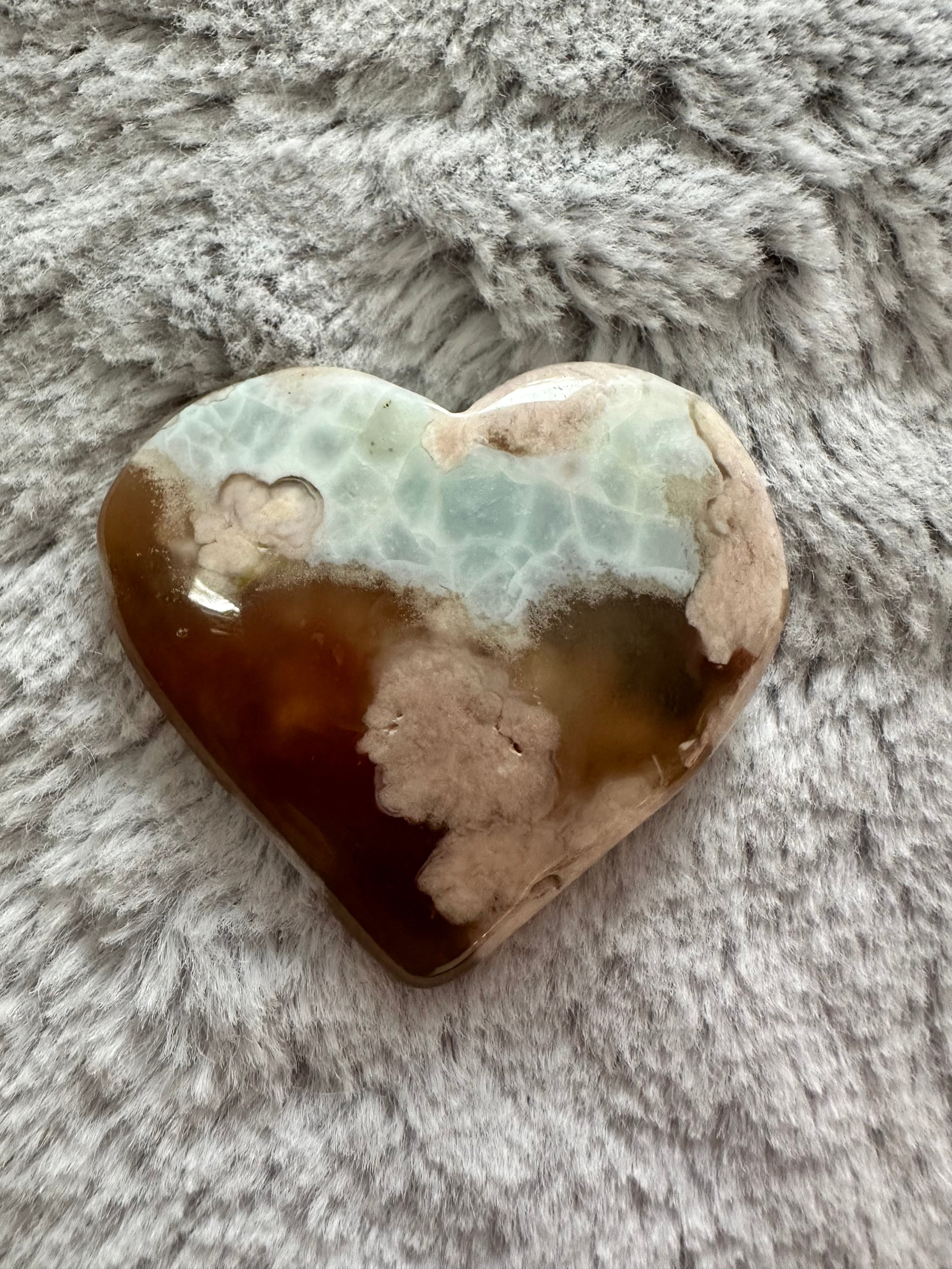 Rare Flower Agate Crystal Hearts