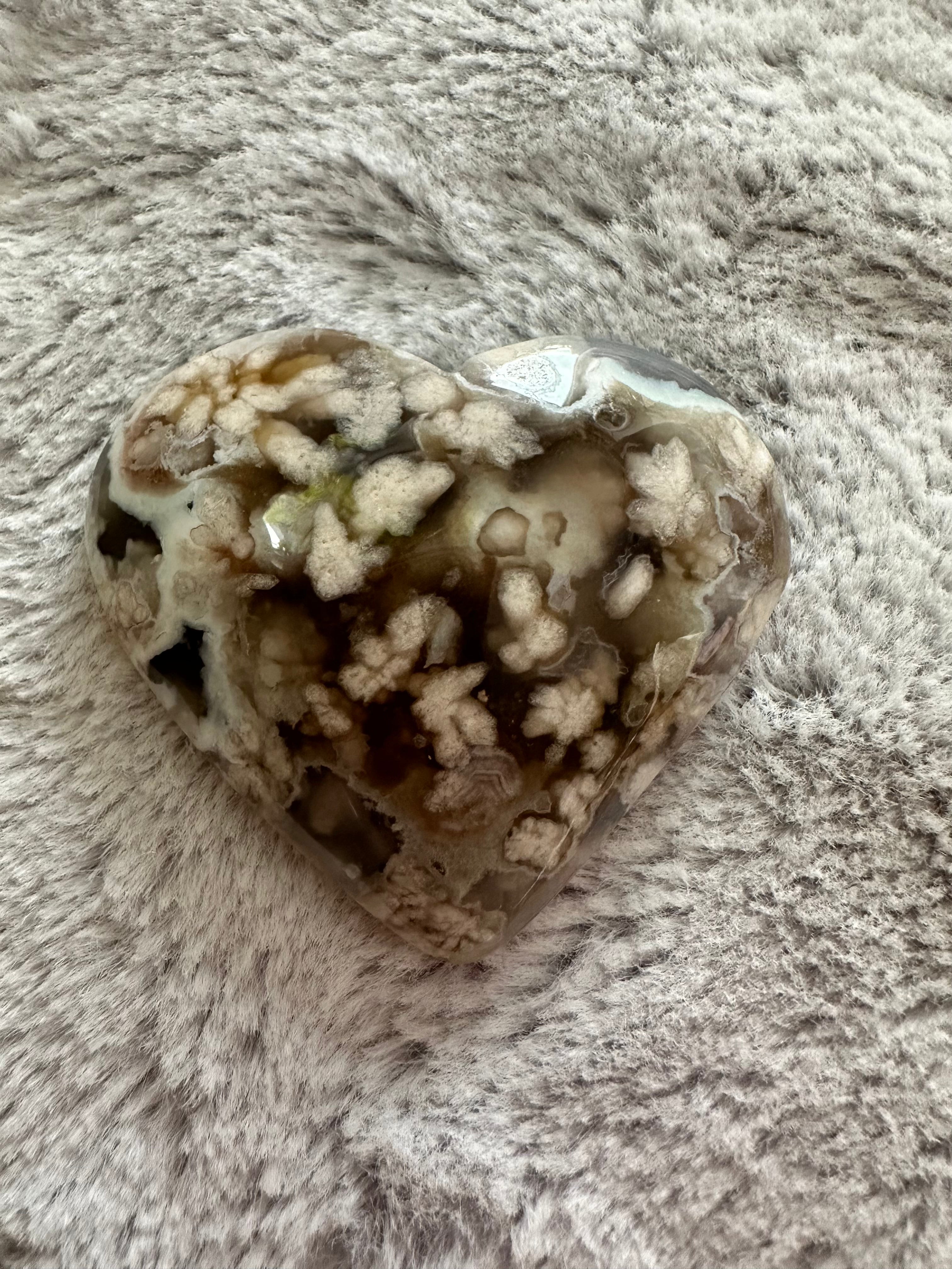 Rare Flower Agate Crystal Hearts