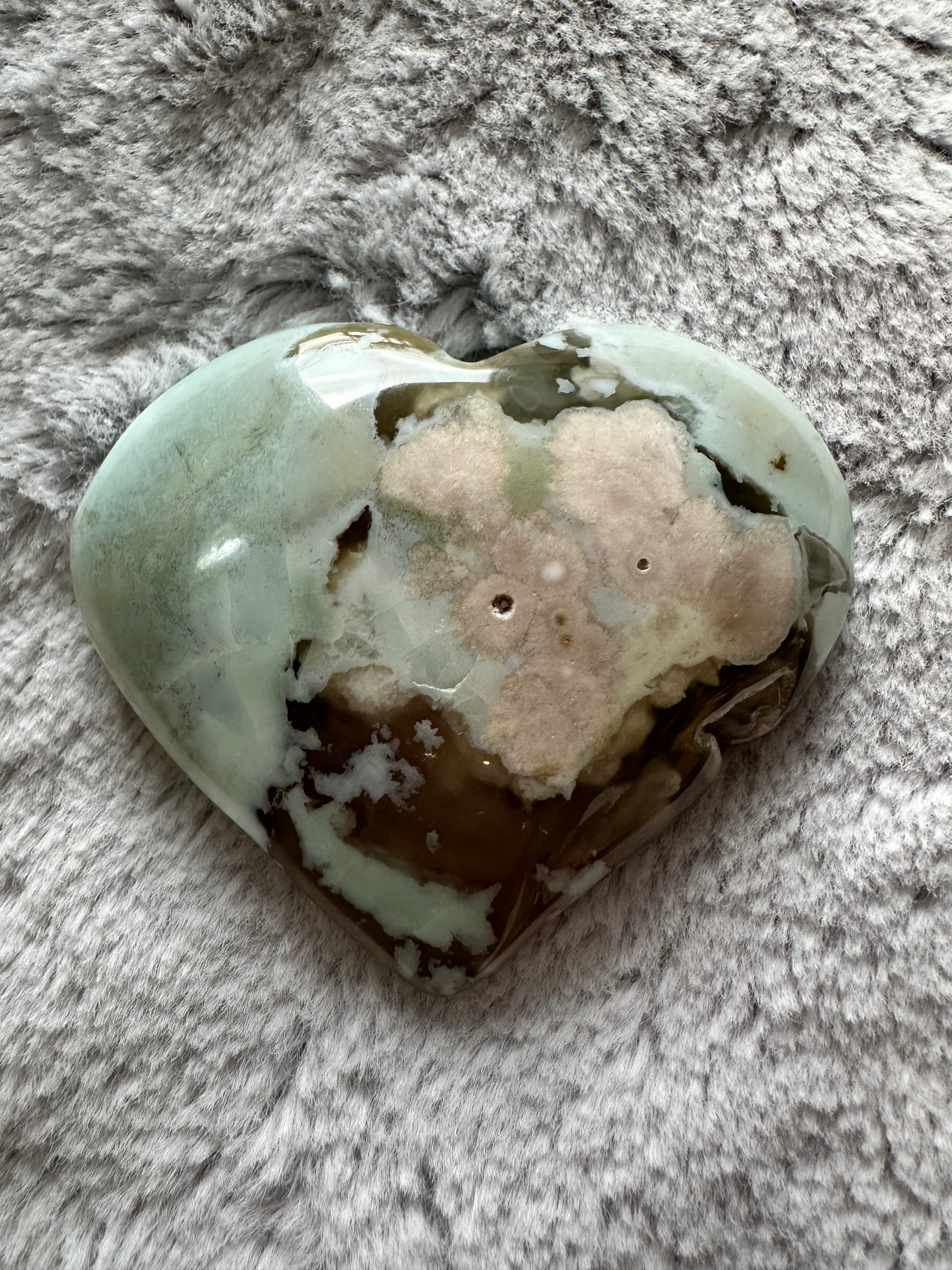 Rare Flower Agate Crystal Hearts