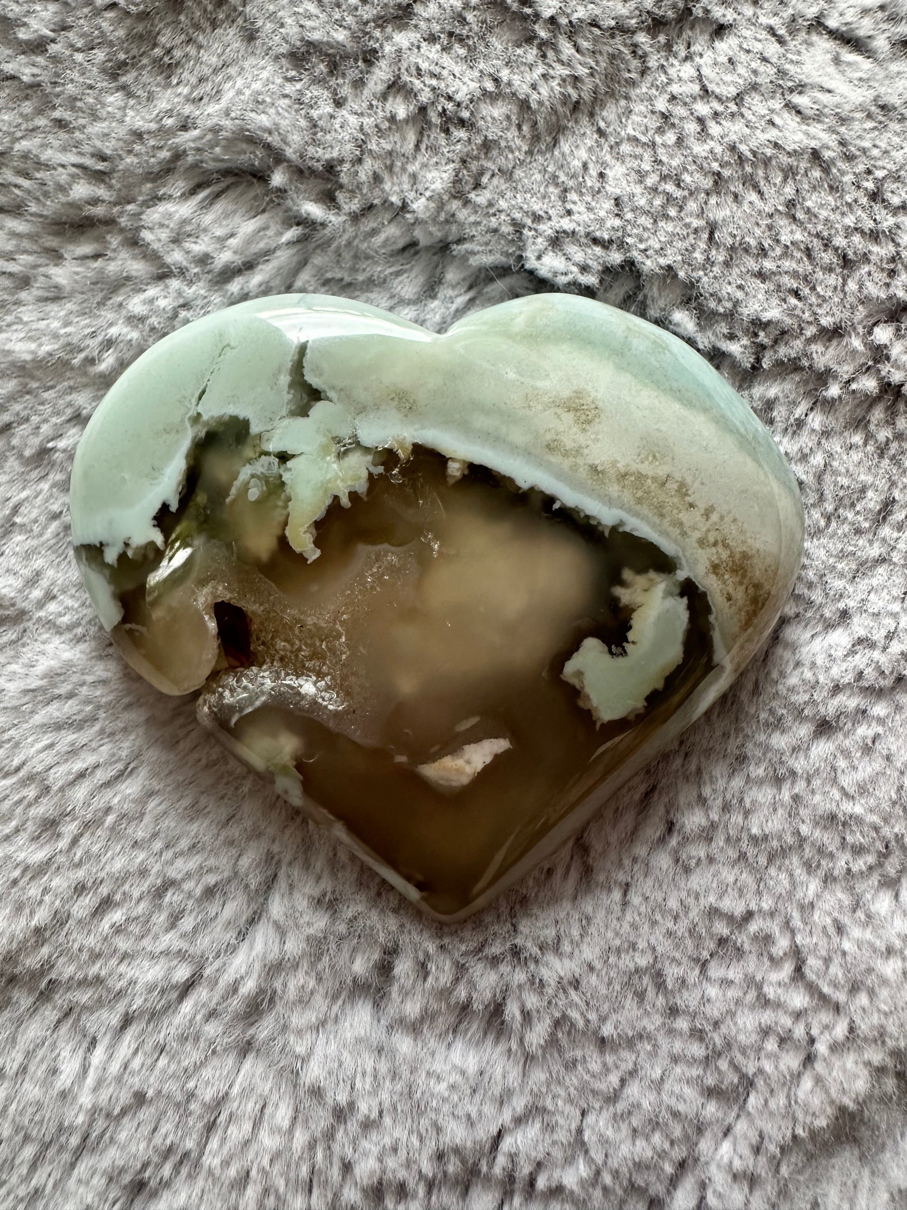 Rare Flower Agate Crystal Hearts