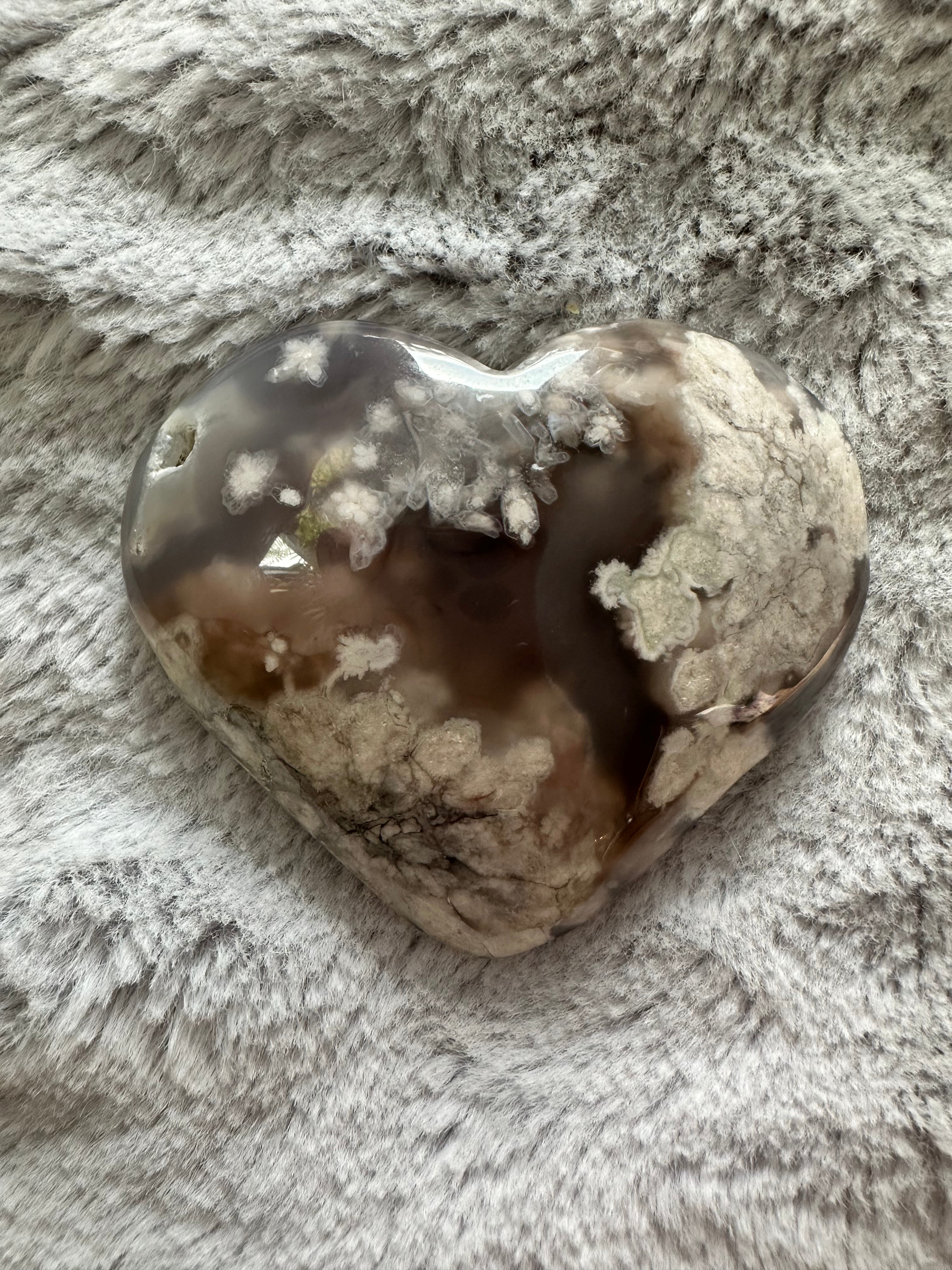 Rare Flower Agate Crystal Hearts