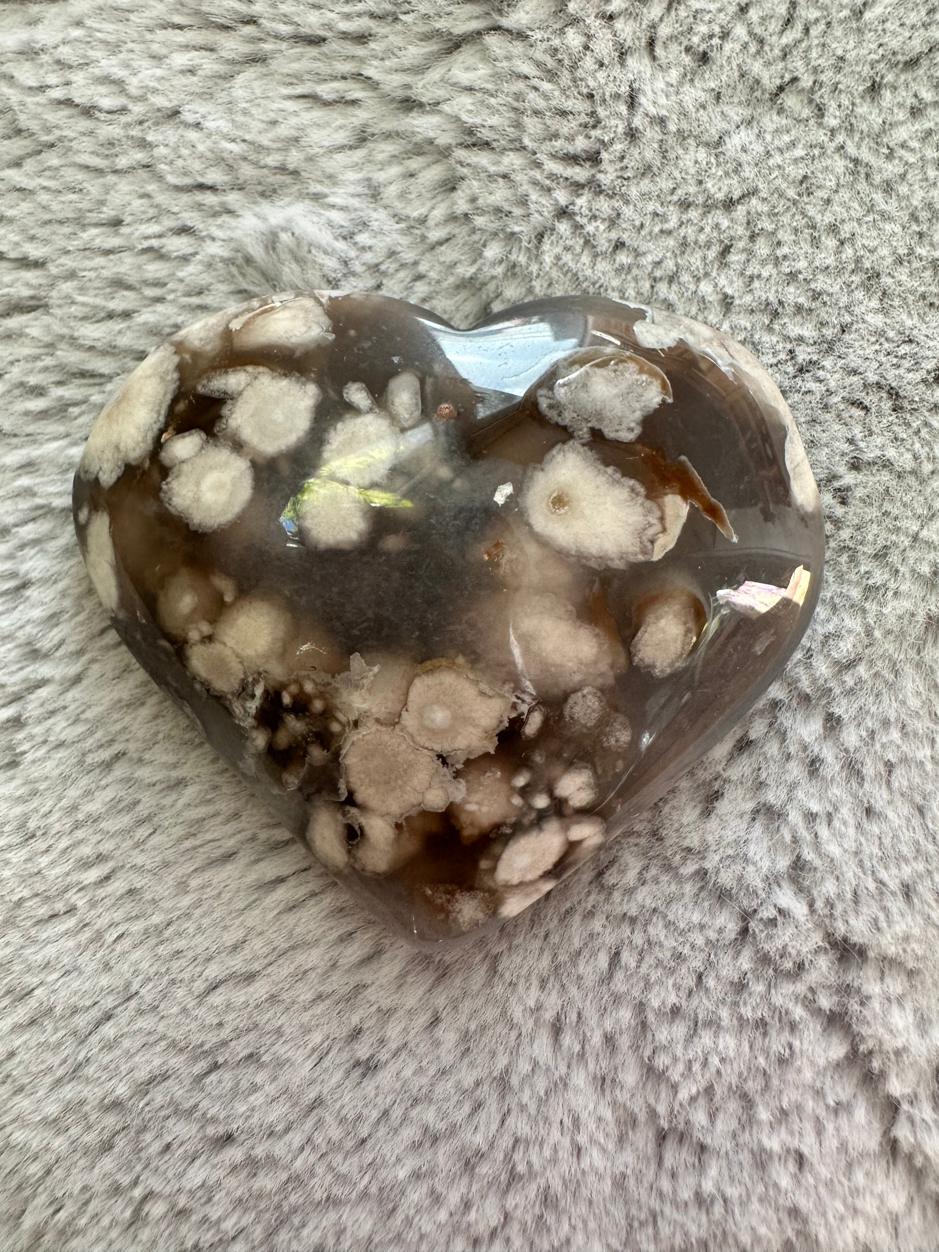 Rare Flower Agate Crystal Hearts