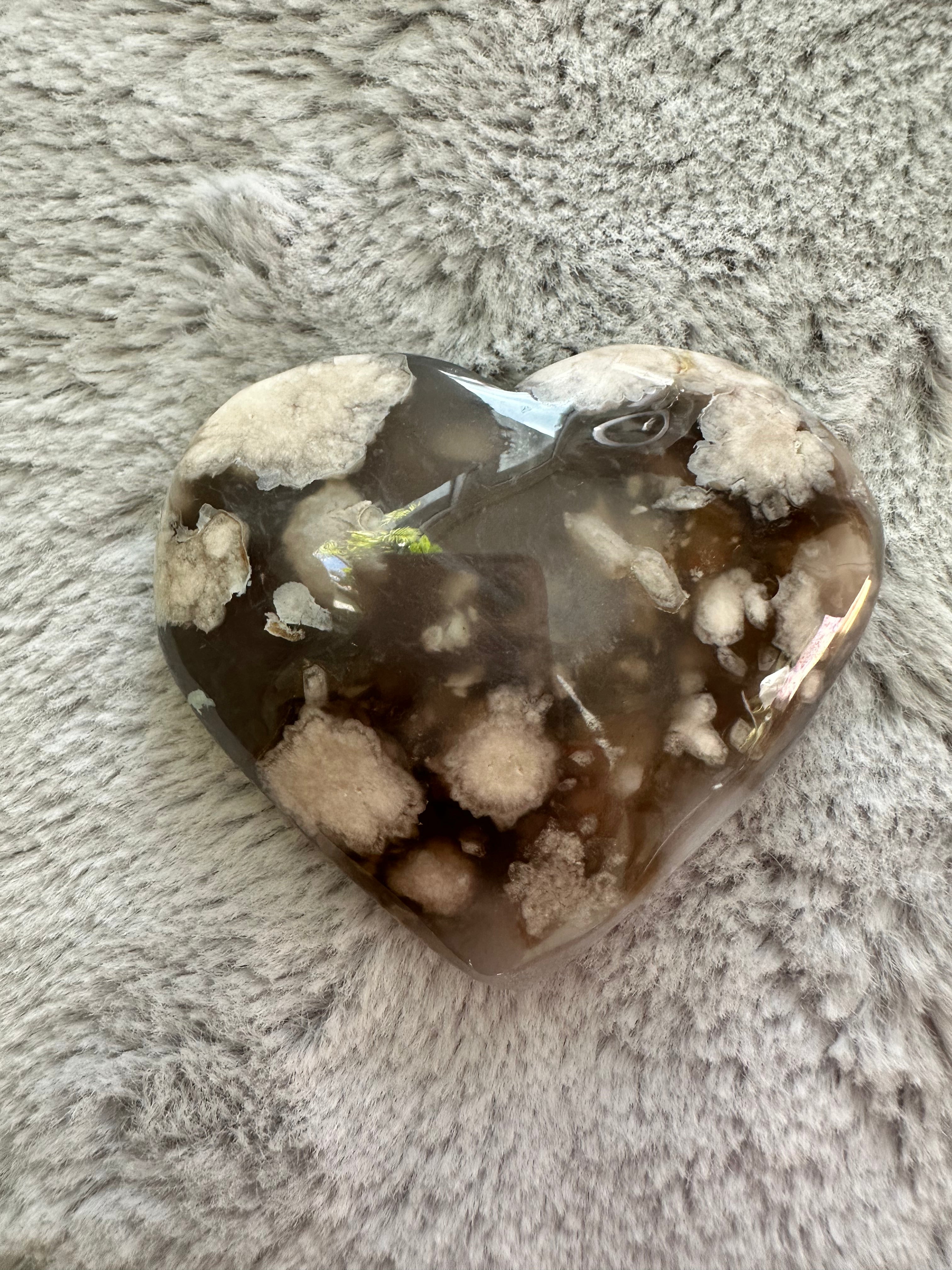 Rare Flower Agate Crystal Hearts