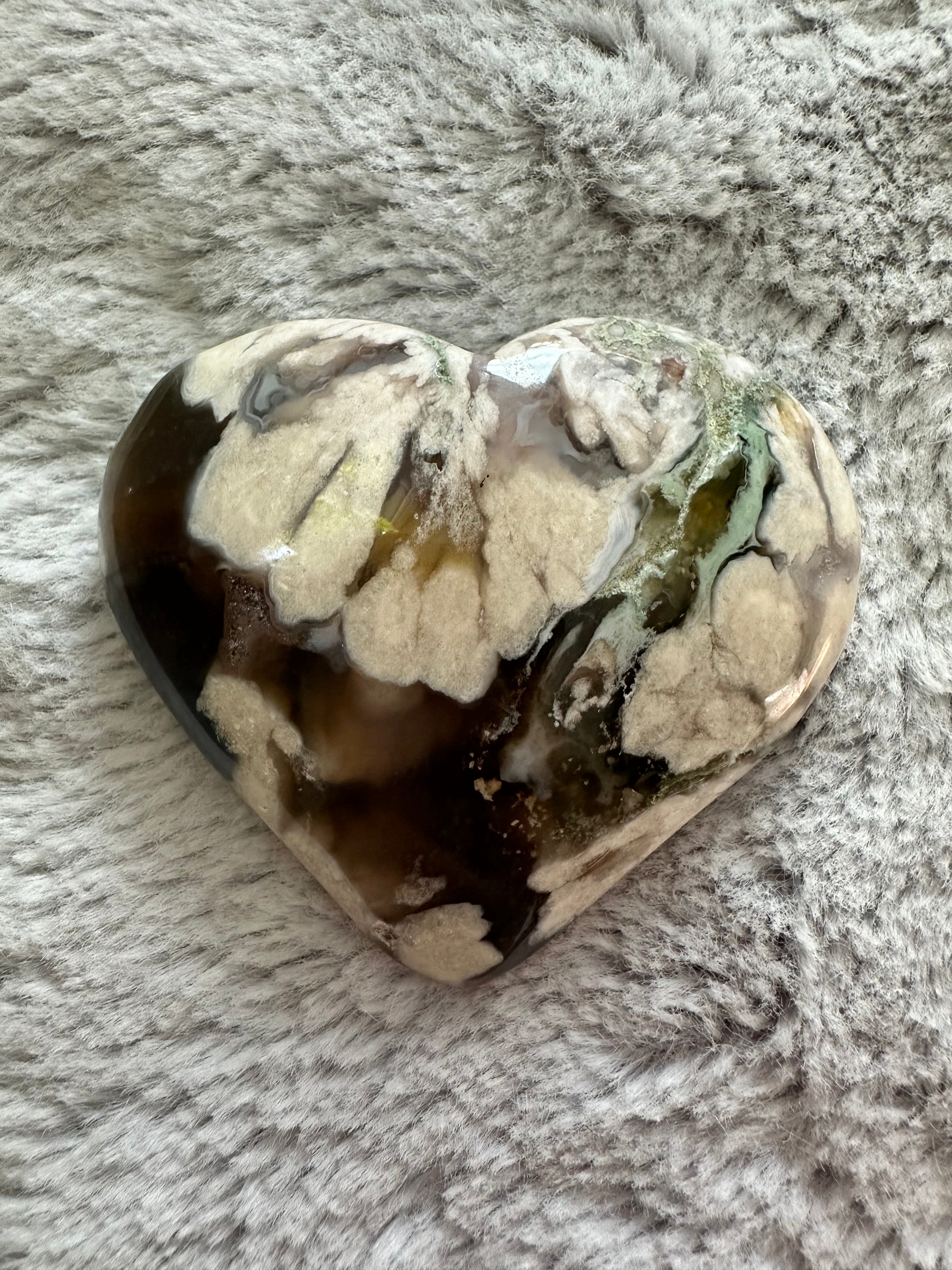 Rare Flower Agate Crystal Hearts