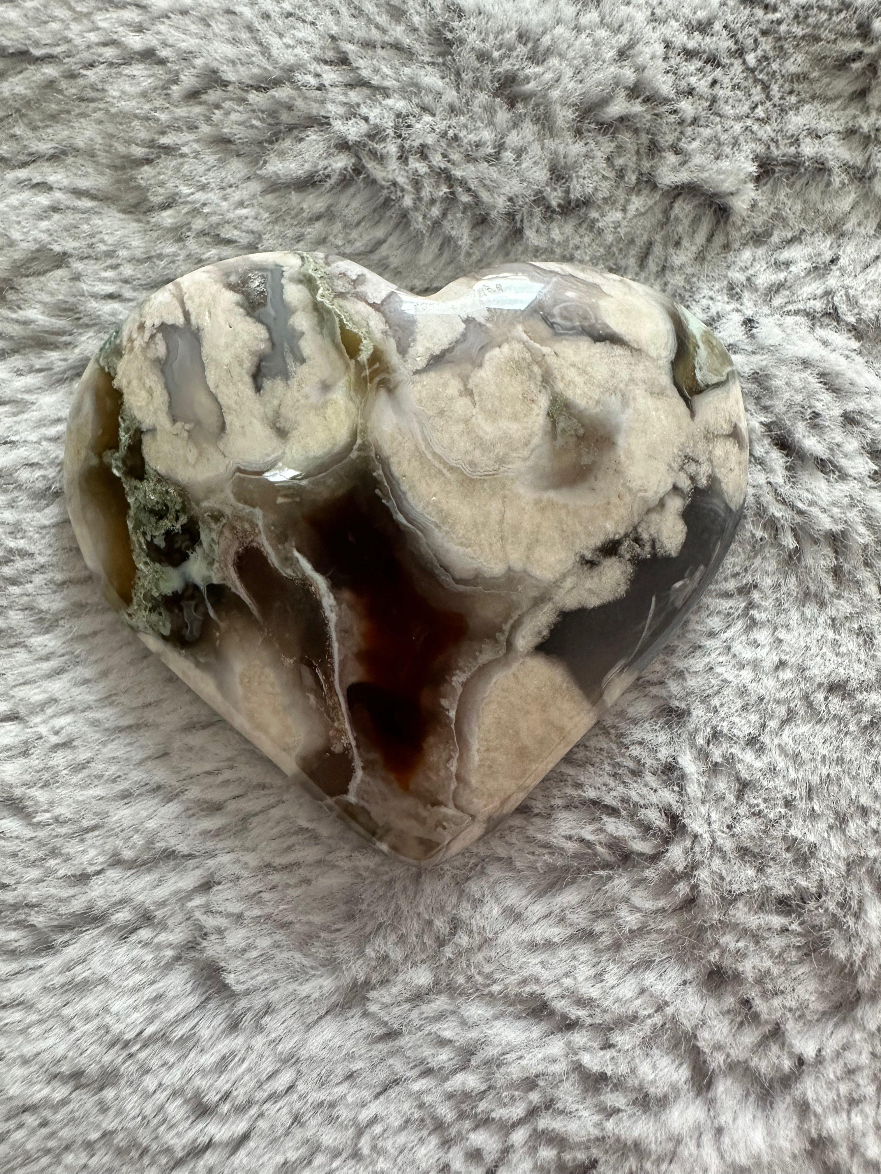 Rare Flower Agate Crystal Hearts