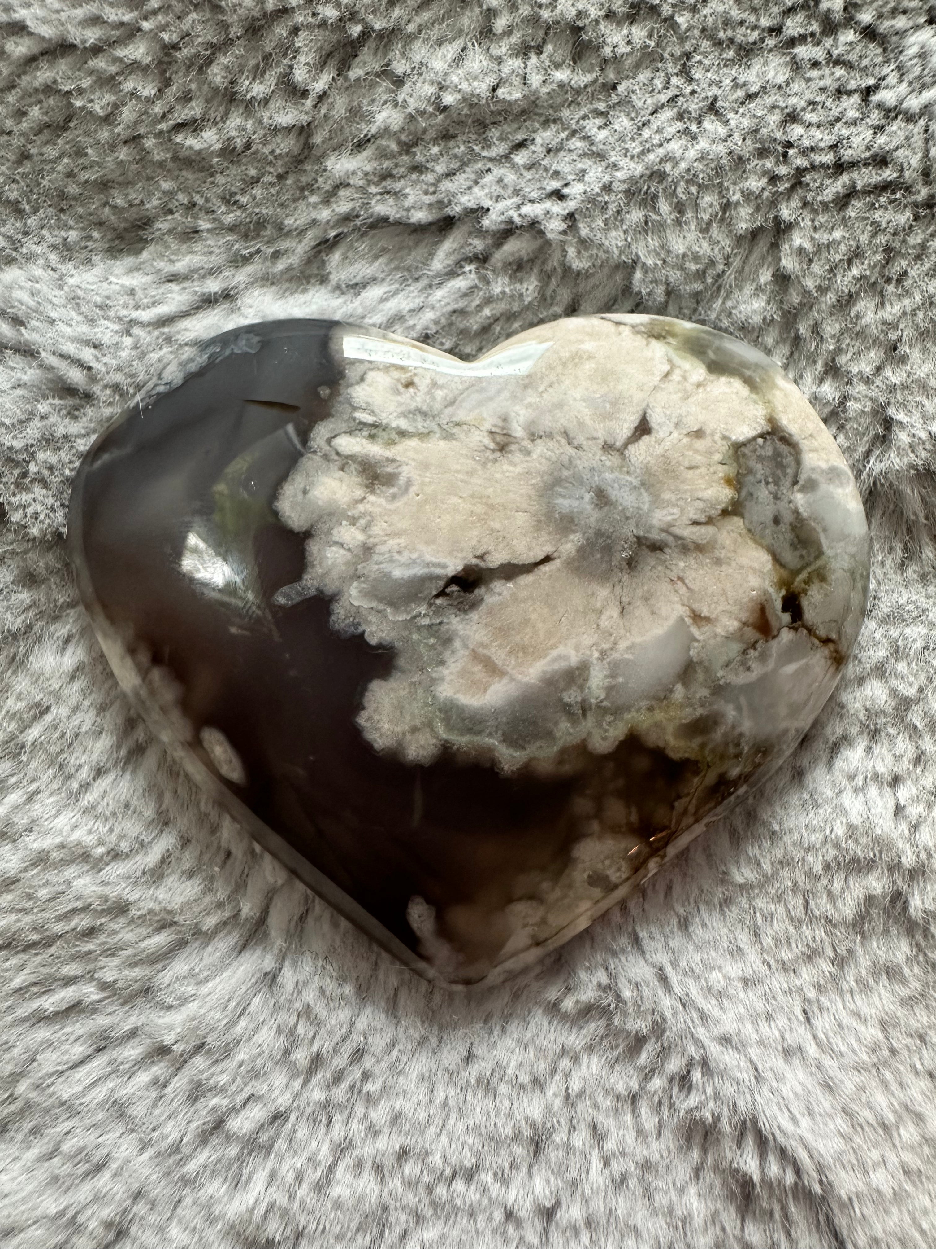 Rare Flower Agate Crystal Hearts