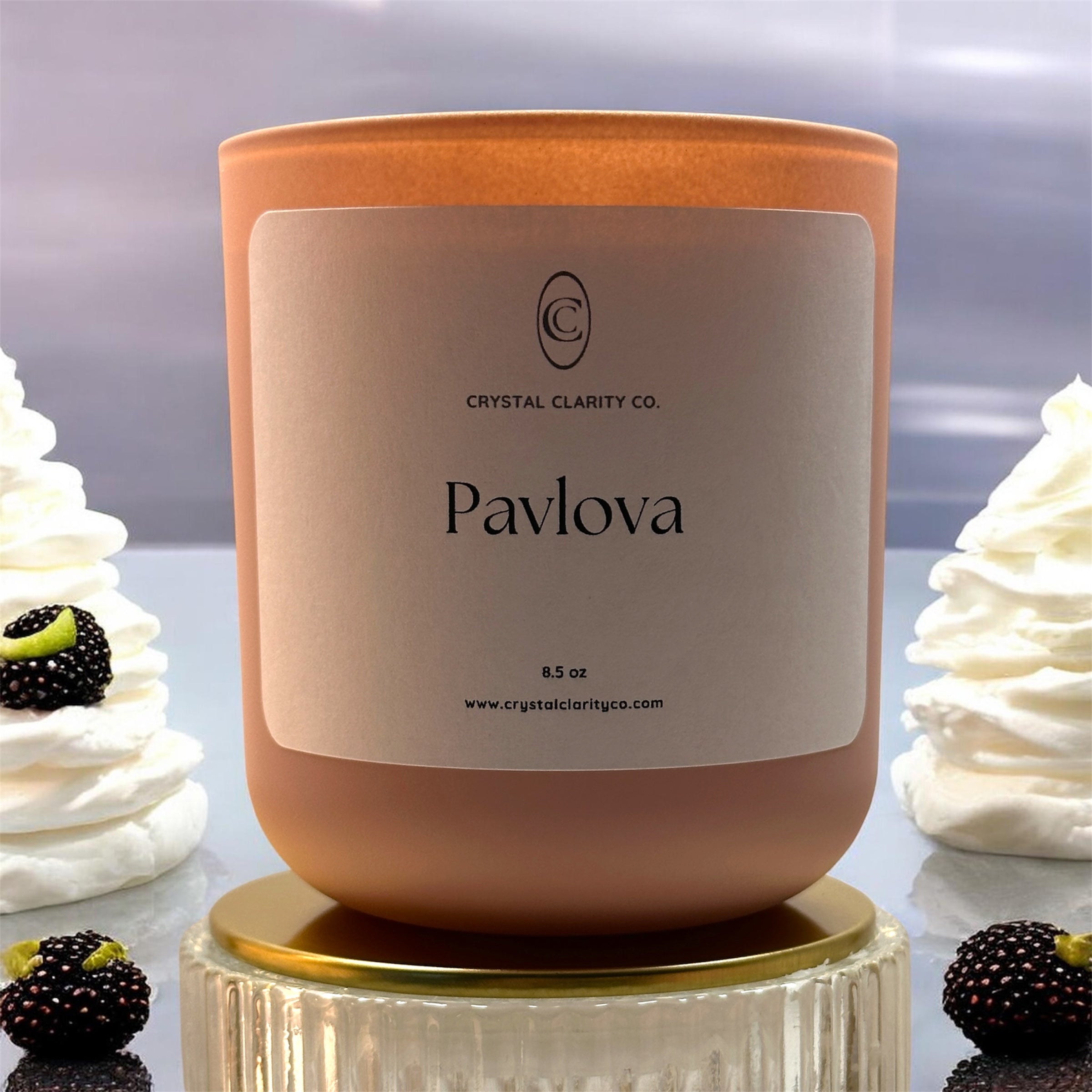 Pavlova luxury candle — kiwi, blackberry and cream — from the Crystal Clarity Co Spring Awakening Collection