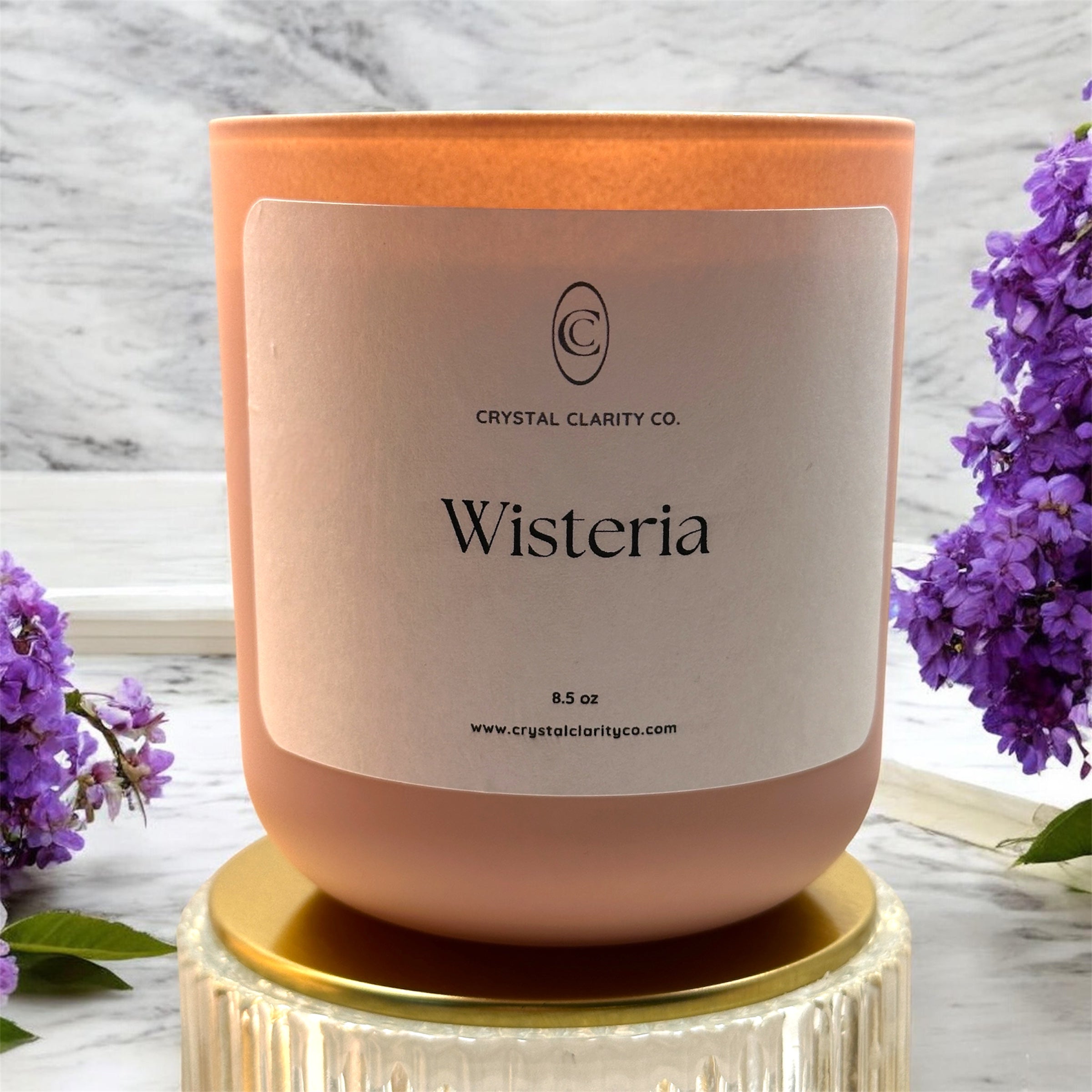 Wisteria luxury candle — freesia, lilac and wisteria — from the Crystal Clarity Co Spring Awakening Collection