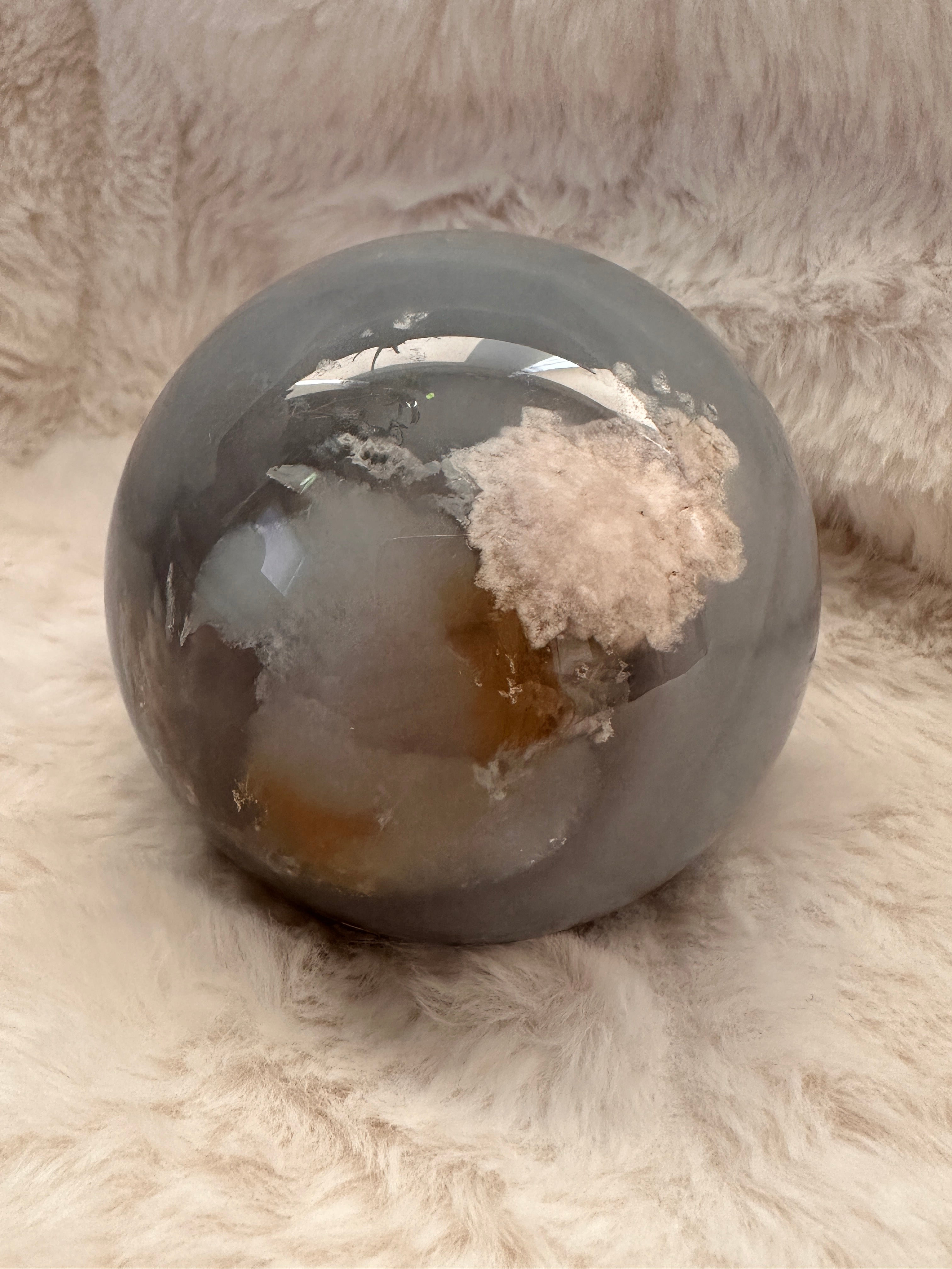 Cosmic Blue Flower Agate Sphere "Brim"