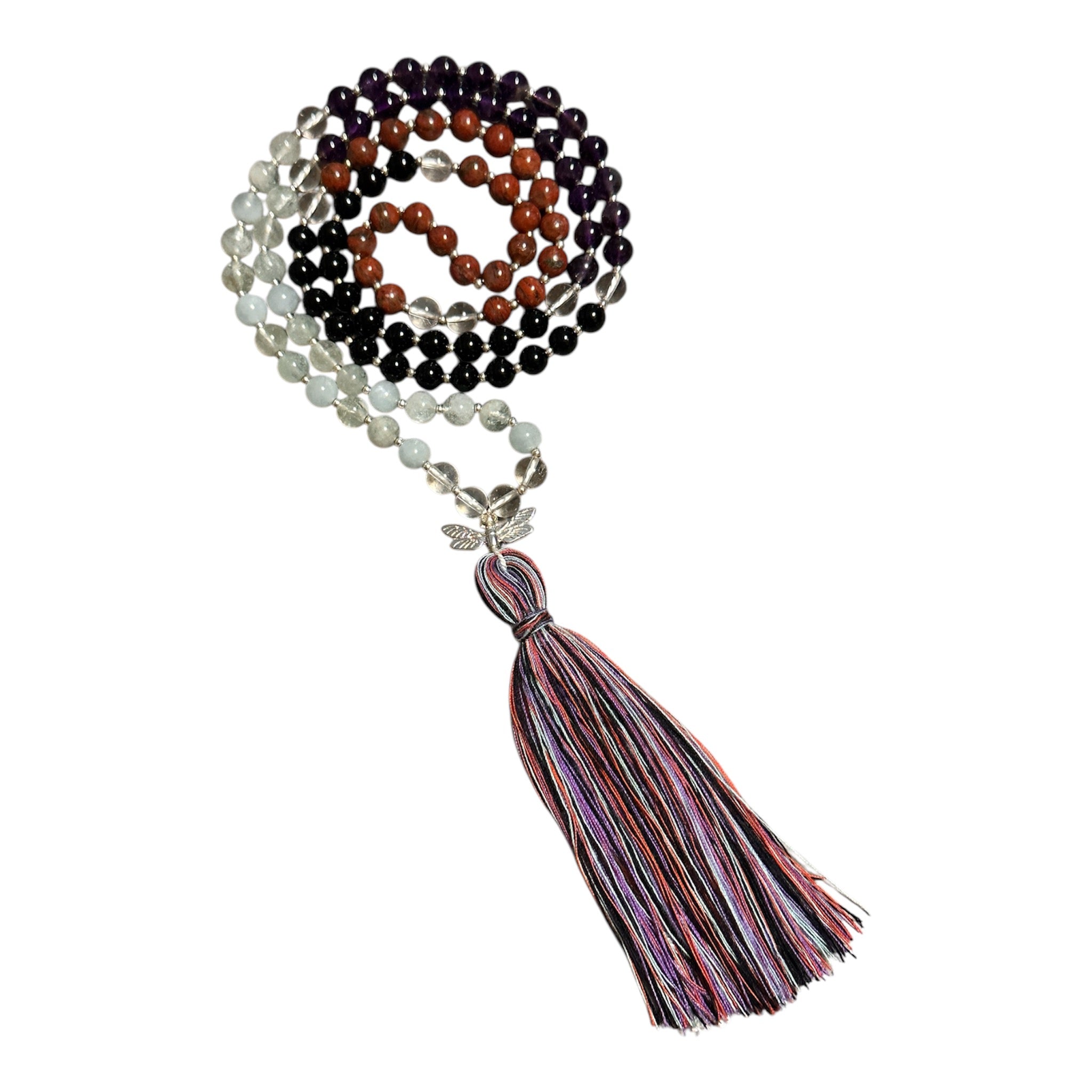 Handcrafted Crystal Meditation Mala Necklace for Aries Zodiac Sign