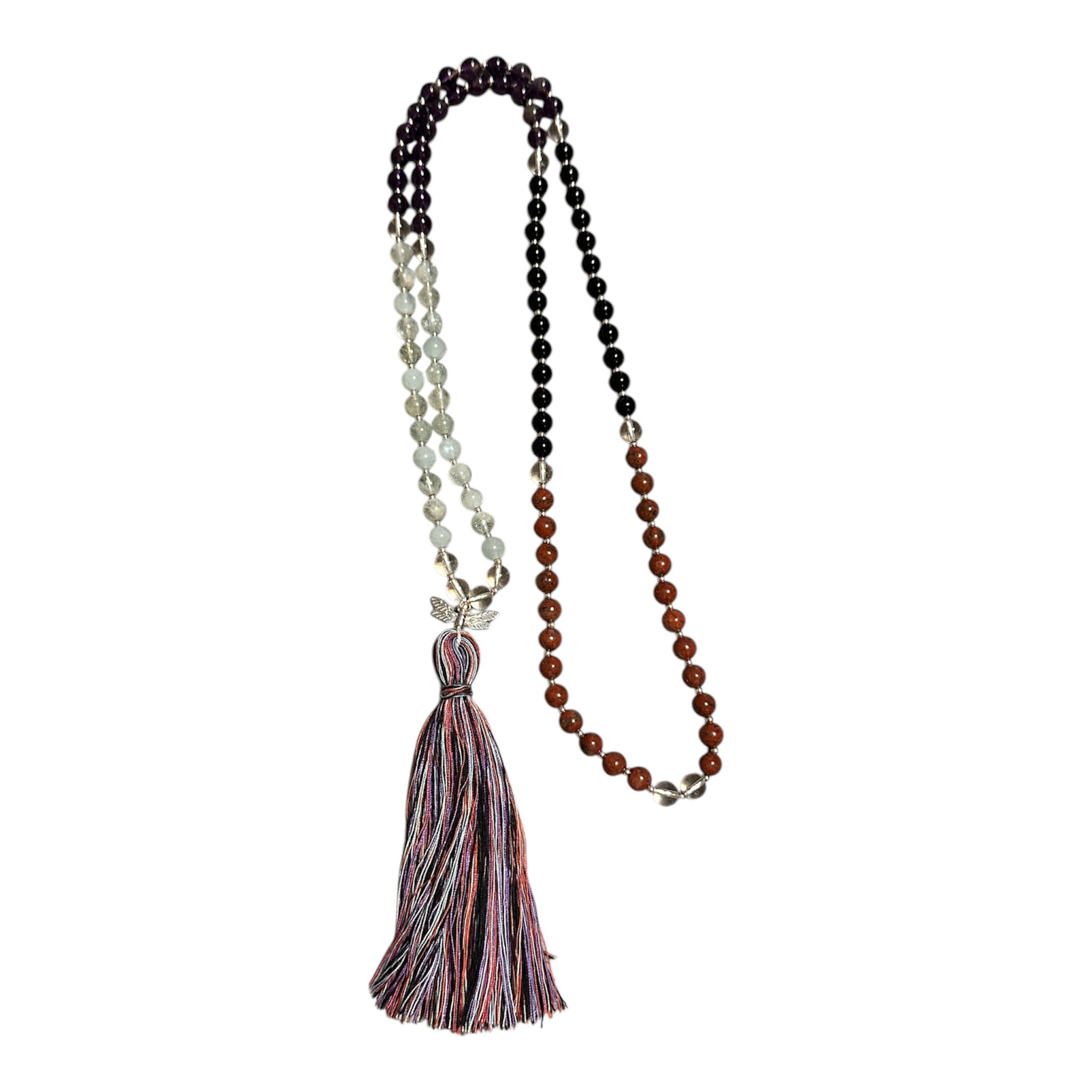 Handcrafted Crystal Meditation Mala Necklace for Aries Zodiac Sign