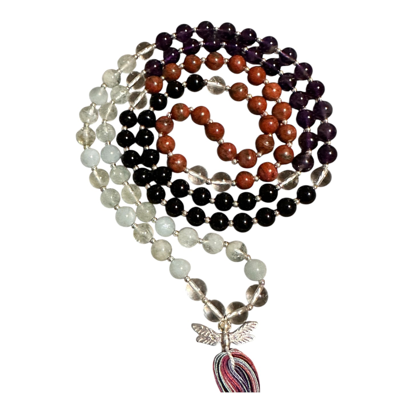 Handcrafted Crystal Meditation Mala Necklace for Aries Zodiac Sign