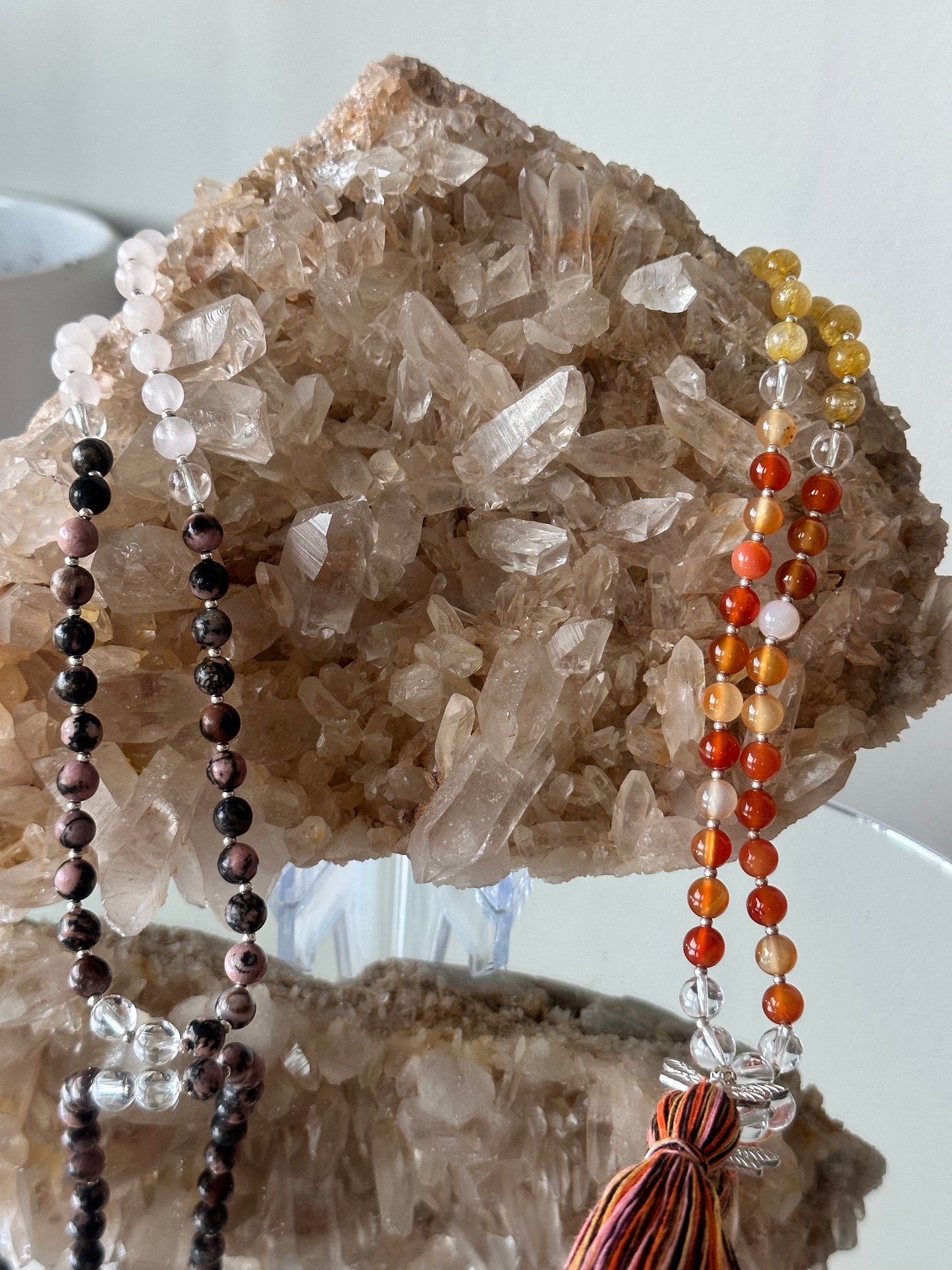 Handcrafted Crystal Meditation Mala Necklace for Taurus Zodiac Sign