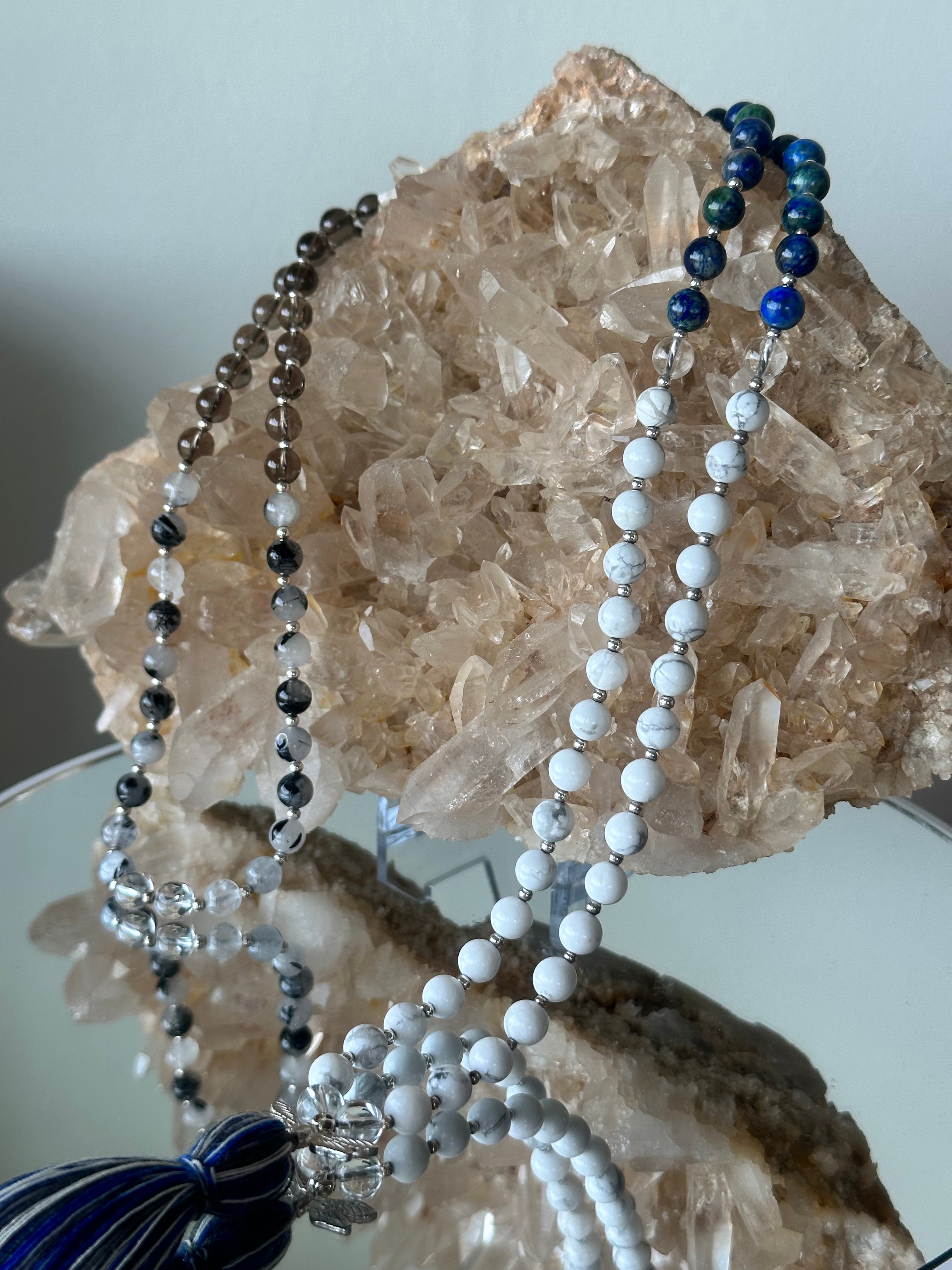 Handcrafted Crystal Meditation Mala Necklace for Capricorn Zodiac Sign