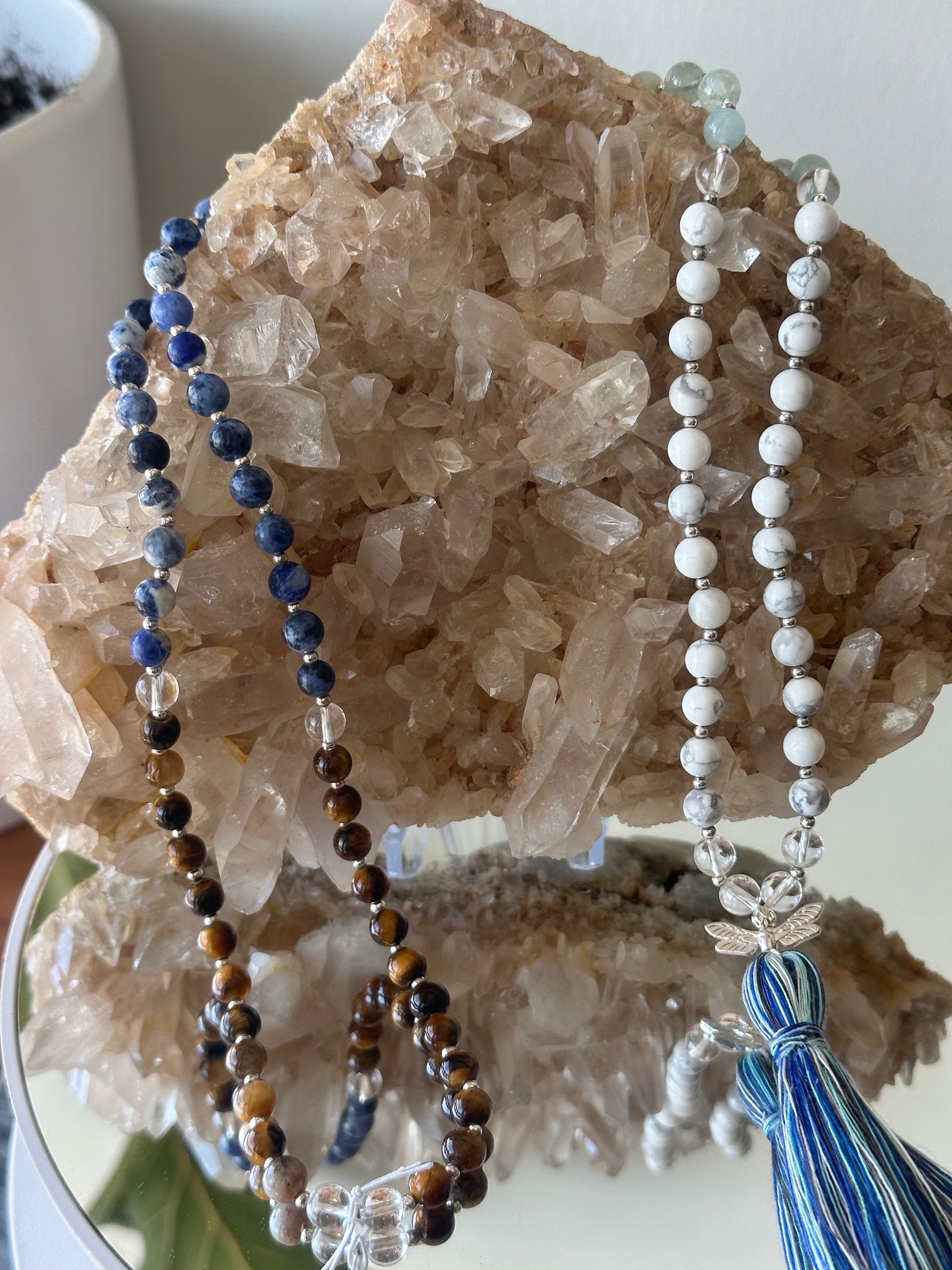 Handcrafted Crystal Meditation Mala Necklace for Gemini Zodiac Sign