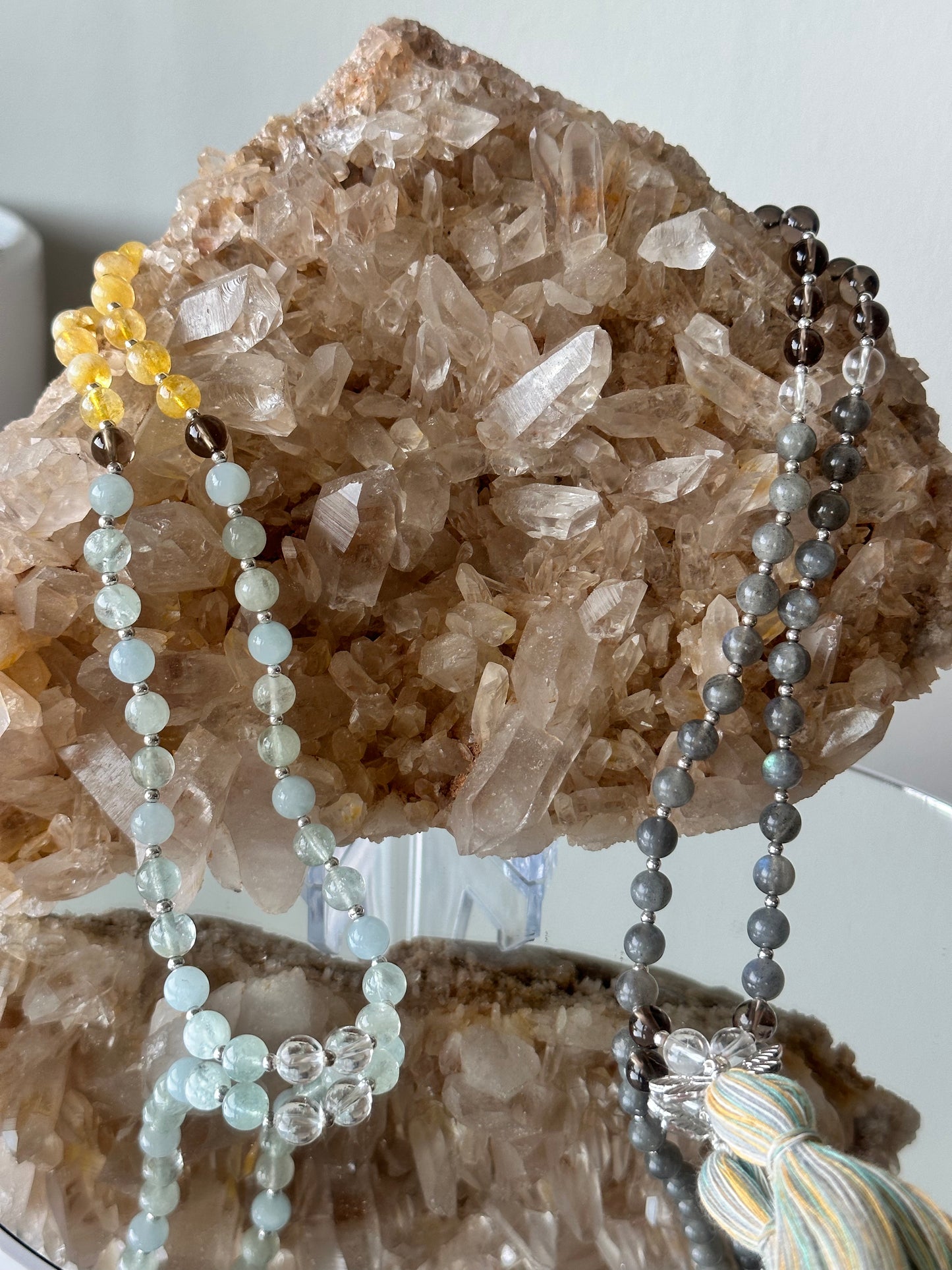 Handcrafted Crystal Meditation Mala Necklace for Scorpio Zodiac Sign