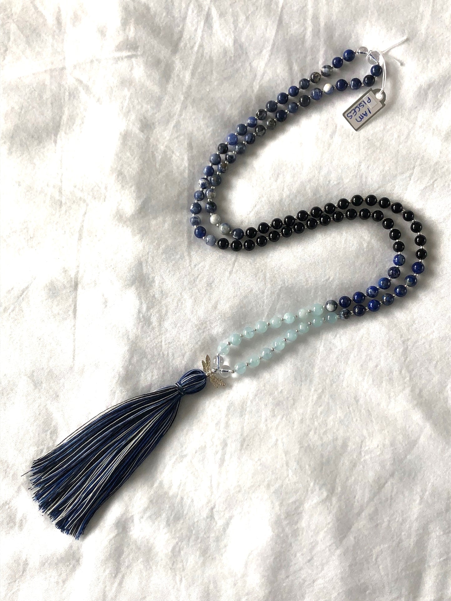 Handcrafted Crystal Meditation Mala Necklace for Pisces Zodiac Sign