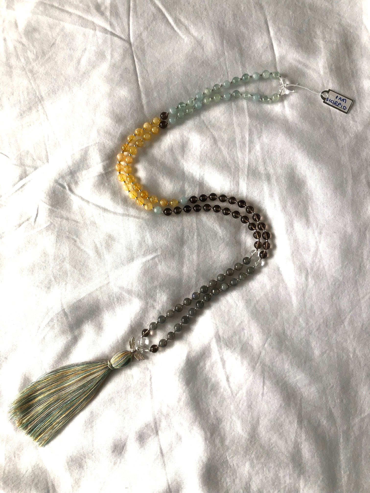 Handcrafted Crystal Meditation Mala Necklace for Scorpio Zodiac Sign