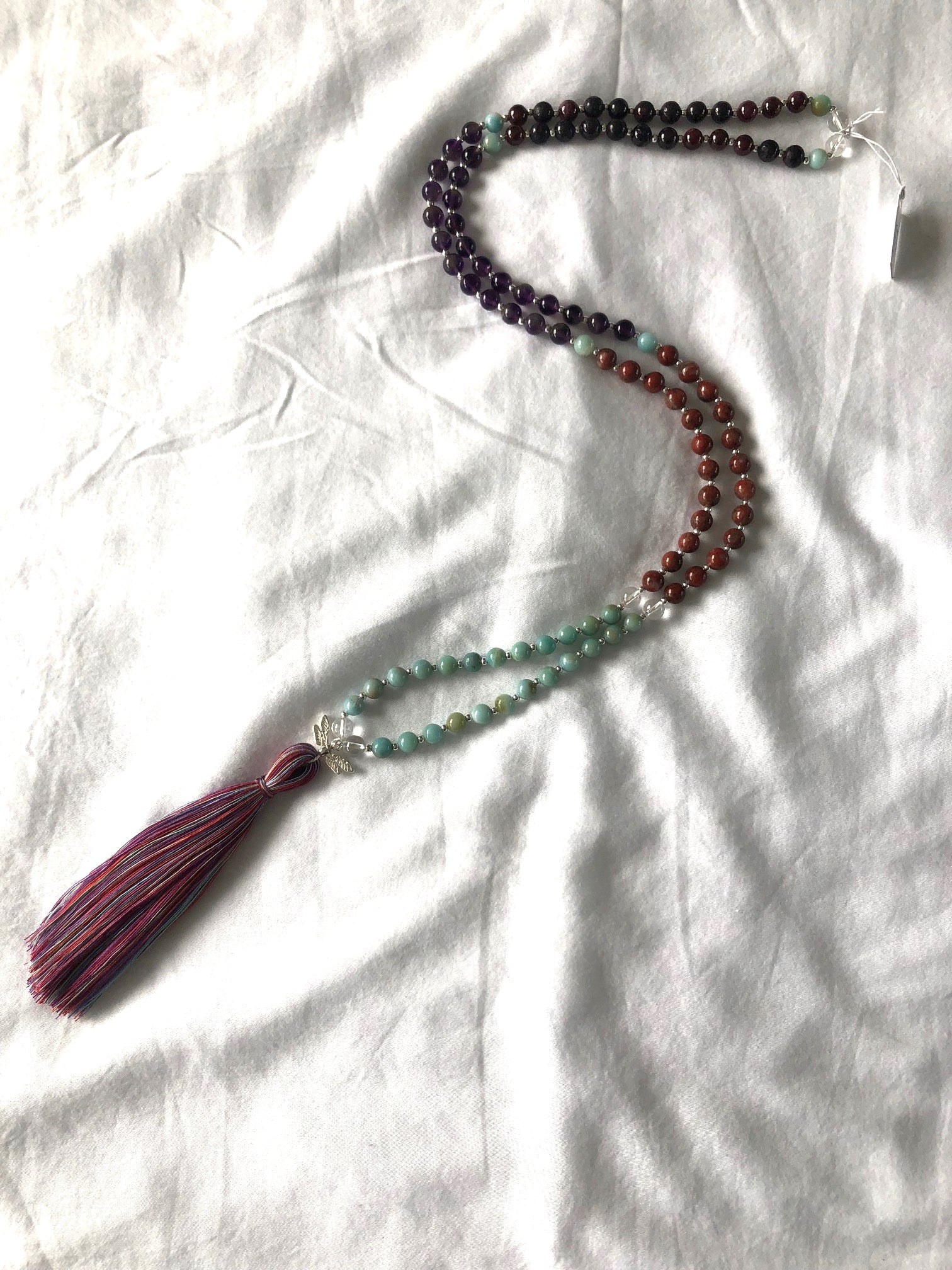 Handcrafted Crystal Meditation Mala Necklace for Virgo Zodiac Sign